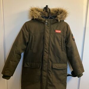 Levi's kid’s olive green parka winter jacket/coat, size 8